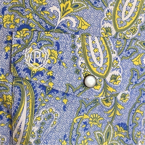 Panhandle Select Blue Paisley Contrast Cuff Pearl Snap Business shirt mens Sz XL - Picture 3 of 8